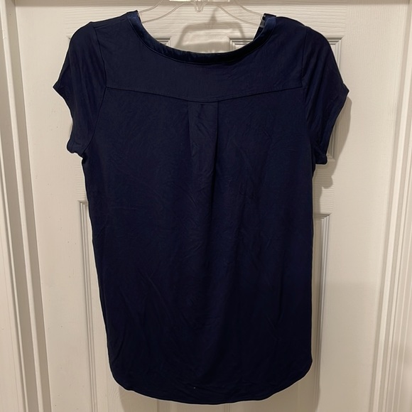 NWOT Alfani Hi-low navy blue short sleeved top - Picture 2 of 8